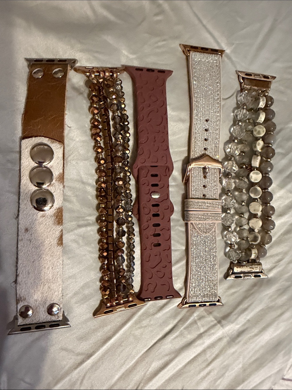 Women's Rose Gold Glitter and Brown Interchangeable Watch Band Set